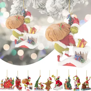 9 Pcs -Weihnachtsdekorationen, Weihnachtsdeko Flur, Lustige Hängende Ornament, Weihnachtsdeko Figuren Anhänger, Weihnachtsbaumschmuck Anhänger, Zuhause, Automobil, Urlaub,Party Christmas Decorations
