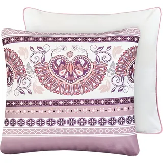 BELIANI Gartenkissen 2er Set Purpur Polyester Orientalisch Quadratisch 45x45 cm Wasserabweisend Dekokissen mit Füllung für Garten Terrasse Balkon - Violett, Weiß