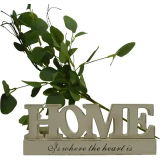Dekorativer Schriftzug 'HOME' aus hochwertigem Holz in charmantem Shabby weiß
