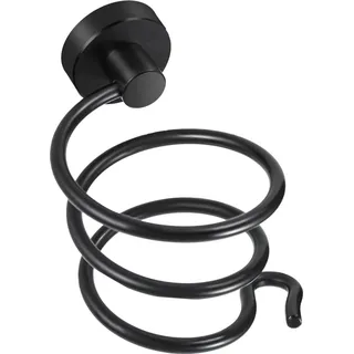 Föhnhalter schwarz matt Wandmontage Badezimmer Föhnhalter Badezimmeraccessoires RVS für Bohrungen mit Haken Föhnhalter zur Wandmontage