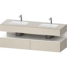 Duravit Qatego Einbauwaschtisch mit Konsolenwaschtischunterbau, 1600x550x600mm, Nische Weiß Hochglanz, Doppelwaschtisch, QA4797022, Farbe: Taupe Supermatt/mit Nischenbeleuchtung