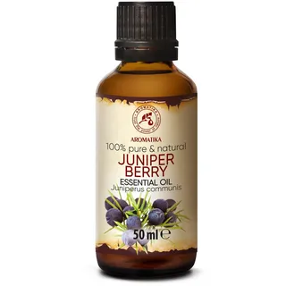 Ätherisches Wacholderbeere Öl 50ml - Juniperus Communis - Aromatherapie Öl für Diffusers und Duftlampen - Duftöle für Seifenherstellung und Kerzen - Pflege Öle für Haut & Haare - Nadelaroma - Saunaöl