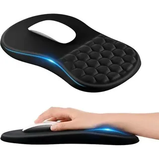 Ergonomische Gaming-Mausmat mit Massagefunktion, Komfortable Ergonomie, für Computer und Büro, mit Memory-Schaum und Anti-Slip-Silikon-Unterlage, 31*21*3cm, Schwarz - Schwarz