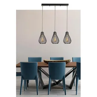 Opviq Elegant Black and Gold Chandelier, Adjustable Height, Metal Body with Antique Coating, 15 cm Cap Diameter, 55 cm Base Plate | E27 Max 40W | Stylish Lighting for Modern Spaces