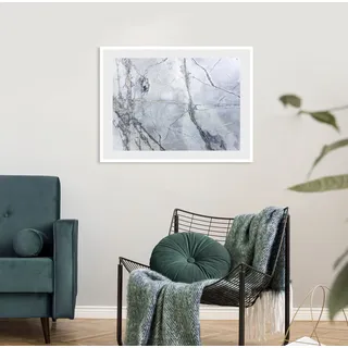 Bild QUEENCE "Adele", grau (farbe rahmen: weiß, farbe bild(er): grau), B:70cm H:50cm, Acrylglas, Holz, Papier, Bilder, Bild, HD Premium Poster-Druck inkl. Holzrahmen