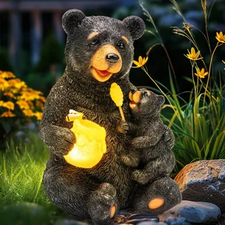 GIGALUMI Solar Garten Statuen Liebender Bär Figur Lichter für draußen, Hof, Garten Dekor Einzigartige Housewarming Geschenke für Mama, Frauen