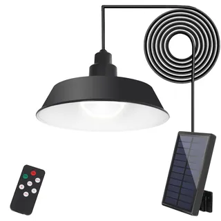 SALCAR Solarlampen für Außen Innen Hängend, 1800mAh Solarleuchte mit 5M Kabel und Fernbedienung Außenbeleuchtung, Garage Pendelleuchte 6500K Weiß