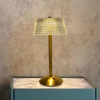 Kristall Tischlampe Kabellos, LED Akku Tischleuchte Dimmbar 3 Farben Touch Lampe , Romantisch Atmosphäre Nachttischlampe, USB Aufladbar Nachtlicht für Wohnzimmer Schlafzimmer Garten Gaststätte Bar