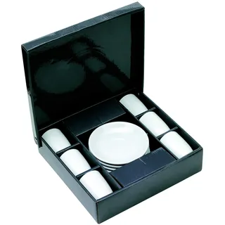 6er Set Espresso Tassen Weiß aus Porzellan mit Untertassen – Klassische Espressotassen im Geschenkset | Kleine Kaffeetassen für Espresso & Mokka | Hochwertig, elegant & verpackt