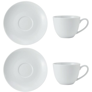 Mikasa Chalk 2pc Porzellan Cappuccino Tasse und Untertasse Set, Kaffeetassen für jeden Tag, 310ml, Weiß