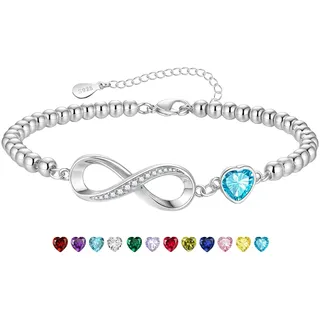 KLIFOWDY Geburtsstein Armband Damen mit Unendlichkeitszeichen Glücksarmband | Perfekte Geburtstagsgeschenke für Frauen, Freundin, Schwester Mama
