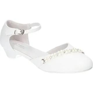 AMERICAN CLUB, KOM39, Kommunionschuhe, Formale Schuhe, Elegante Schuhe für Mädchen, Ledereinsatz, Niedlicher Kommunion-Festschuh, Weiß 37 - Weiß