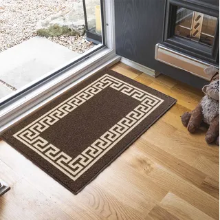 Serdim Rugs Ltd Maschinenwaschbar Griechischer Schlüssel, Dreieck Diamant Designs rutschfeste Teppiche Fußmatten (braun, 40 x 60 cm (1 '10,2 cm x1' 30,5 cm))