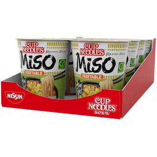 Nissin Cup Noodles – Veggie Miso, 8er Pack, Soup Style Instant-Nudeln japanischer Art, mit Miso-Paste und Gemüse, schnell im Becher zubereitet, vegetarisch, asiatisches Essen (8 x 67 g)