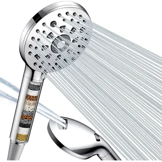 Duschkopf mit Filter 15 Filtration 7 Strahlarten Silver - Silber