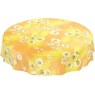 ANRO Wachstuchtischdecke Kamille Ø 140 cm Gelb