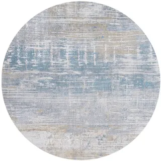 Louis De Poortere Teppich Long Island Blue Atlantic Streaks 240/240 cm , Blau , Textil , Grafikmuster , Rund , 240x240 cm , Oeko-Tex® Standard 100 , antistatisch, pflegeleicht, rutschfeste Unterfläche, für Fußbodenheizung geeignet, UV-beständig, waschbar , Teppiche und Böden, Teppiche
