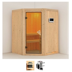 Bild von Sauna »Nanna«, (Set), 3,6-kW-Plug & Play Ofen mit externer Steuerung beige