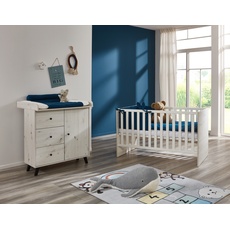 arthur berndt Babymöbel-Set »Babyzimmer Set »Lavea« 2-teilig«, (Spar-Set, Babymöbel-Set »Lavea« bestehend aus Kinderbett und Wickelkommode), weiß