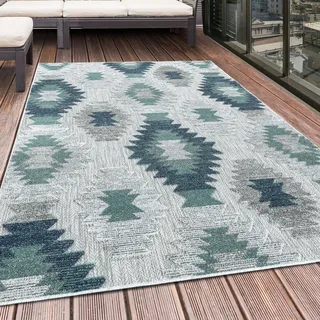 Bahama Parz teppich indoor/outdoor hochtief effekt rechteckig 240x340cm blau - Blau