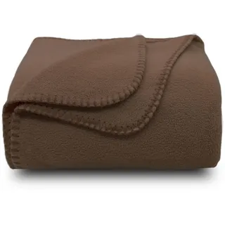 ZOLLNER Kuscheldecke braun- weiche Couchdecke in 130x170 cm - mit Kettelrand - Polyester - waschbar bis 95°C – Hotelqualität - Oeko Tex® Zertifiziert