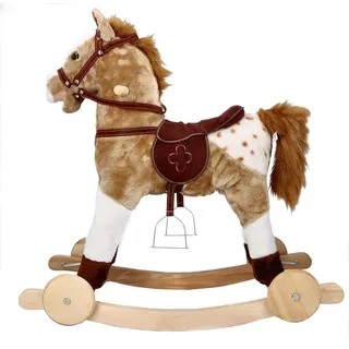 Schaukelpferd, interaktives Spielzeug mit Tiergeräuschen und Haltegriffen - Holzpferd für Ihr Baby ab 3 Jahren - Schaukeltier Mustang - 71x36,5x73cm