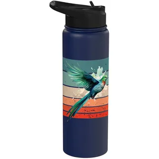 Niedlicher bunter Quetzal, realistischer Göttervogel Stainless Steel Insulated Water Bottle