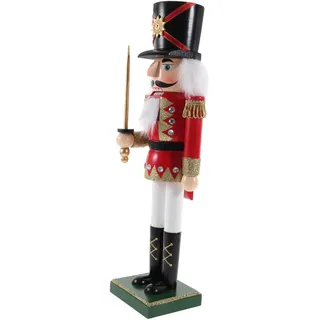 OFFSCH Nussknacker-Statue Aus Holz 38 cm Rot Weihnachtsdekor Weihnachten Heimdekoration Ornamente