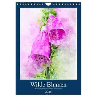 Calvendo Wilde Blumen - Illustrierter Blütenzauber der Pflanzenwelt (Wandkalender 2026 DIN A4 hoch), CALVENDO Monatskalender: Leuchtende Blüten für das ganze Jahr (CALVENDO Natur)