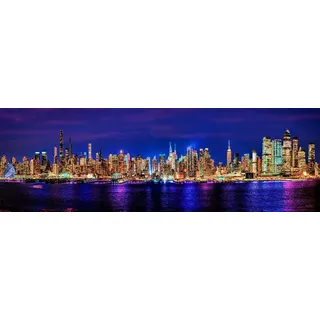 PHOTOSBYJON Fotodruck New York City Manhattan Midtown Skyline, ungerahmt Nachtfarbe, NYC, 29,8 x 91,4 cm