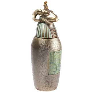 lachineuse - Vase Canope Hapi – Ägyptische Vase, dekorativ, 21 cm – Deko-Objekt Ägypten Antike – Statue Figur Figur Figur Widderkopf – Geschenkidee Deko Box Urne – Farbe Bronze Gold