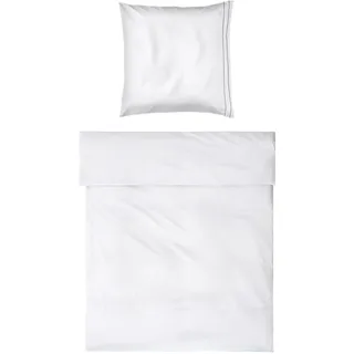 Möve Noblesse Bettwäsche-Set 135x200 cm + 80x80 cm aus 100% Baumwolle, White/Grey