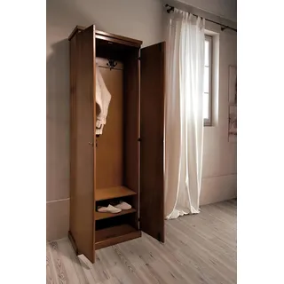 Garderobe Kleiderschrank Schrank Naturholz Massivholz Schränke Flur Massiv Holz - Braun