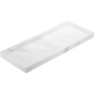 QUARKZMAN Badezimmer Schminktisch Tablett 30 x 12.7 cm Silikon Seifenspender Tablett Splitterfeste Küchenspülen Organizer Für Seifen Schlüssel Kerzen Schmuck Marmor Weiß
