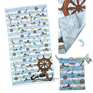 DRW Mikrofaser-Handtuch mit Tasche, 80 x 1 x 160 cm, Rosa, bunt, Medidas: 80x1x160 cm