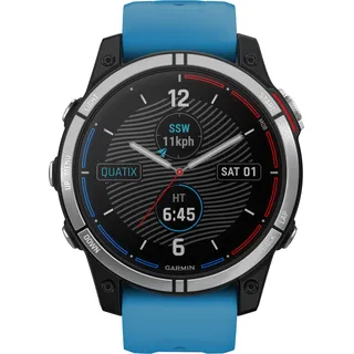 Garmin Quatix 7 BT 47 mm Titaniumgehäuse schwarz Silikonarmband blau One Size