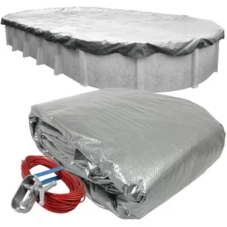 Robelle 551632-4-ROB Poolabdeckung für Winter, Dura-Guard Silber, 4,9 x 9,8 m oberirdische Pools