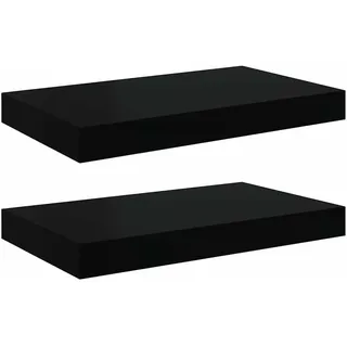 vidaXL Wandboardset 2-teilig 40/23/3,8 cm aus Mdf Schwarz , Holzwerkstoff , Strukturbuche , Rechteckig , 40x3.8x23 cm , Wohnzimmer, Regale, Wandboards