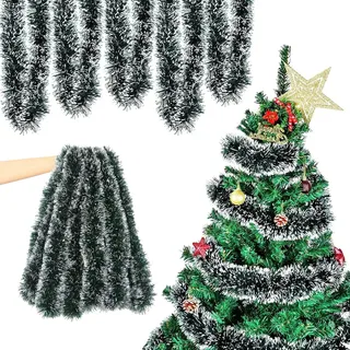 10M Girlande Weihnachten Deko,Künstliche Weihnachtsgirlande,Amerikanisch Weihnachtsdeko Outdoor Aussen,Christmas Decorations,Weihnachtsschmuck Tannengirlande,Hängende Dekoration für Tür Kugelkranz