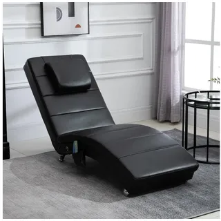 Homcom Relaxliege mit Massagefunktion Loungesessel Ergonomisch hohe Rückenlehn, mit Massagefunktion und Kissen mit Zero-G Design Lounge Sessel Kunstleder Metall Schaumstoff Schwarz 58 x 163 x 87 cm - Schwarz