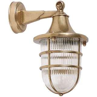 FESTOS Wandleuchte Messing Riffelglas IP64 Außenlampe Maritim 1-flammig E27