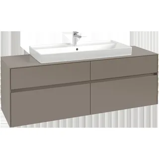 Villeroy & Boch Collaro Waschbeckenunterschrank, 4 Auszüge, Waschbecken mittig, Wandmontage, mit integrierter Beleuchtung, 1600x548x500mm, C031B0VN, Farbe: Front/Korpus: Cashmere Grey, Griff: Cashmere