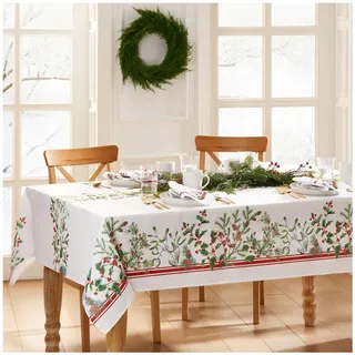 Elrene Home Fashions Tischdecke mit Umrandung im Winterurlaub, dekorative Weihnachtstischdecke, 152,4 x 304,8 cm, länglich