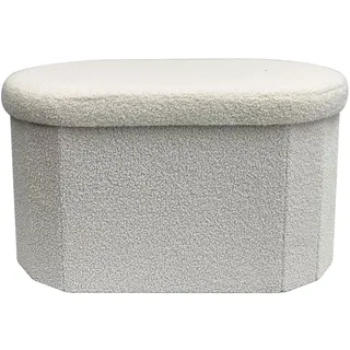 Generico 1 Weiße ovale Truhe cm 71x40x40, Polyester MDF-Faserplatte Polypropylen Polyurethan