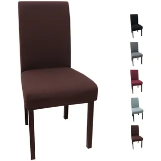 YUNSHANGHE Universal Stretch Stuhlhussen 6er Set, Abnehmbare Elastische Moderne Beschützer Stuhlbezug, Esszimmer überzug Bi-Elastic Spannbezug, Stuhlüberzüge für Bankett Hochzeit Partys Deko (Braun)