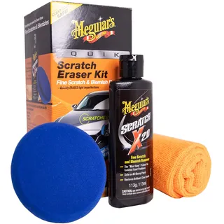 Meguiar's Quik Eraser Scratch Kit - Beseitigt feine Kratzer & Lackschäden, inklusive Bohreraufsatz, enthält Scratch Eraser Pad & Scratch X 2.0, Kratzerentfernungsset, G190200EU