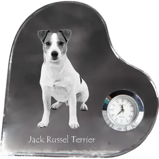 Jack Russell Terrier - Kristalluhr mit einem Hundebild, Herzregal-Uhr, personalisierte Standuhr der Marke Art-Dog