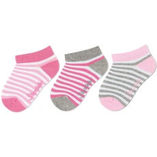 Sterntaler Baby Mädchen Baby Socken Sneaker-Söckchen 3er Pack Ringel - Socken Baby, Babysöckchen - aus Baumwolle - brombeer, 18