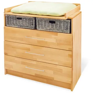 Pinolino Wickelkommode , Buchefarben , Metall , Buche , massiv , 3 Schubladen , 100x102x55-78 cm , Babymöbel & Kindermöbel, Babyzimmer, Wickelkommoden & Zubehör, Wickelkommoden