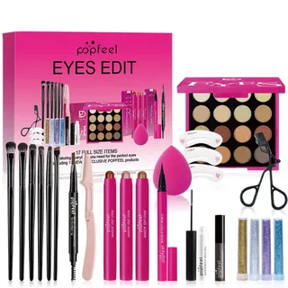 FantasyDay Xmas Make-Up Sets Adventskalender 2025 Multifunktions Kosmetik Schminkkoffer Mädchen Makeup Geschenkset - Schminke Kit mit Lidschatten Palette Lippenstift Concealer Puder Rouge Mascara